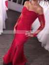 Trumpet/Mermaid Off-the-shoulder Stretch Crepe Floor-length Appliques Lace Prom Dresses #Favs020105586