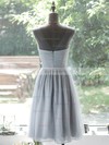 Cheap Knee-length Gray Chiffon Appliques Lace and Pleats Scoop Neck Prom Dress #Favs020100029