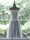 Cheap Knee-length Gray Chiffon Appliques Lace and Pleats Scoop Neck Prom Dress #Favs020100029