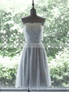 Cheap Knee-length Gray Chiffon Appliques Lace and Pleats Scoop Neck Short Prom Dresses #Favs020100029
