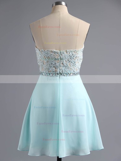 School A-line Sweetheart Chiffon Appliques Lace Short/Mini Short Prom Dresses #Favs020100883