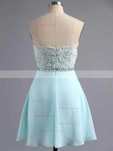 School A-line Sweetheart Chiffon Appliques Lace Short/Mini Short Prom Dresses #Favs020100883