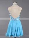 Backless A-line Halter Chiffon Crystal Detailing Short/Mini Classy Short Prom Dresses #Favs020100982