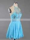 Backless A-line Halter Chiffon Crystal Detailing Short/Mini Classy Short Prom Dresses #Favs020100982