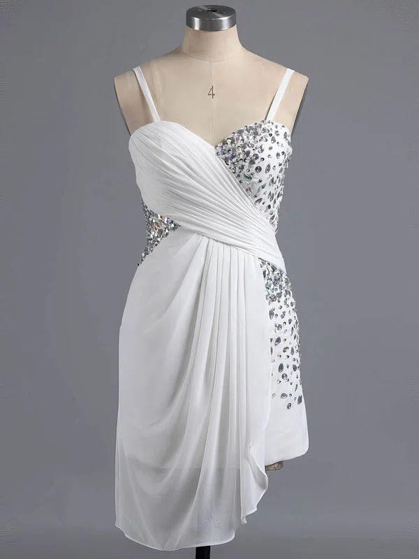 Fashion Sheath/Column Sweetheart Chiffon Crystal Detailing Short/Mini Short Prom Dresses #Favs020101438