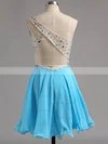 One Shoulder A-line Chiffon Short/Mini Beading Backless Discounted Short Prom Dresses #Favs020101759