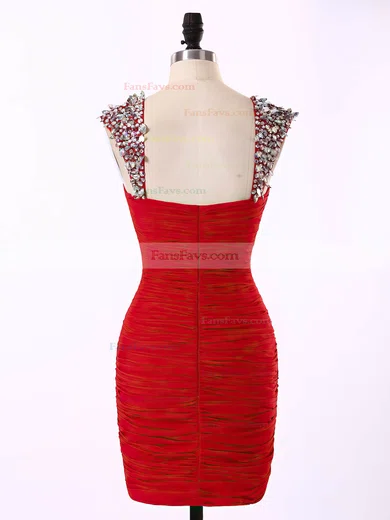 Sheath/Column Square Neckline Chiffon Short/Mini Beading Short Prom Dresses #Favs020101874