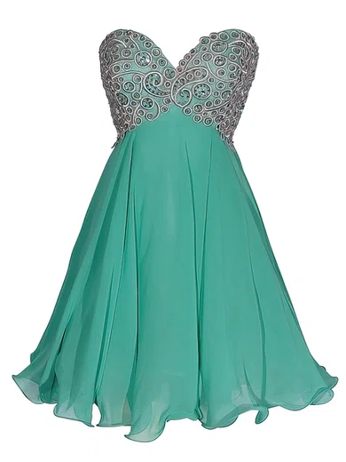 Empire Sweetheart Short/Mini Chiffon Prom Dresses with Embroidered Sequins #Favs020102561