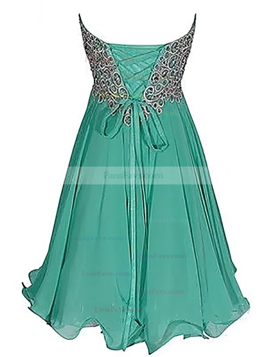 Empire Sweetheart Short/Mini Chiffon Prom Dresses with Embroidered Sequins #Favs020102561
