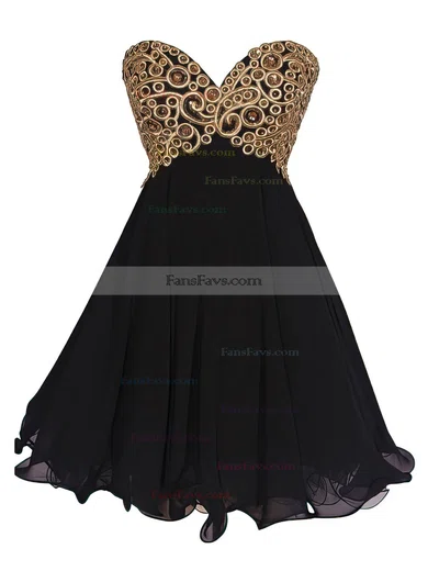 Empire Sweetheart Short/Mini Chiffon Prom Dresses with Embroidered Sequins #Favs020102561