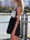 Empire Sweetheart Chiffon Short/Mini Pearl Detailing Simple Black Short Prom Dresses #Favs020102613