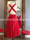 Hot A-line V-neck Chiffon Knee-length Ruffles Red Backless Short Prom Dresses #Favs020102648