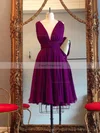 Hot A-line V-neck Chiffon Knee-length Ruffles Red Backless Short Prom Dresses #Favs020102648
