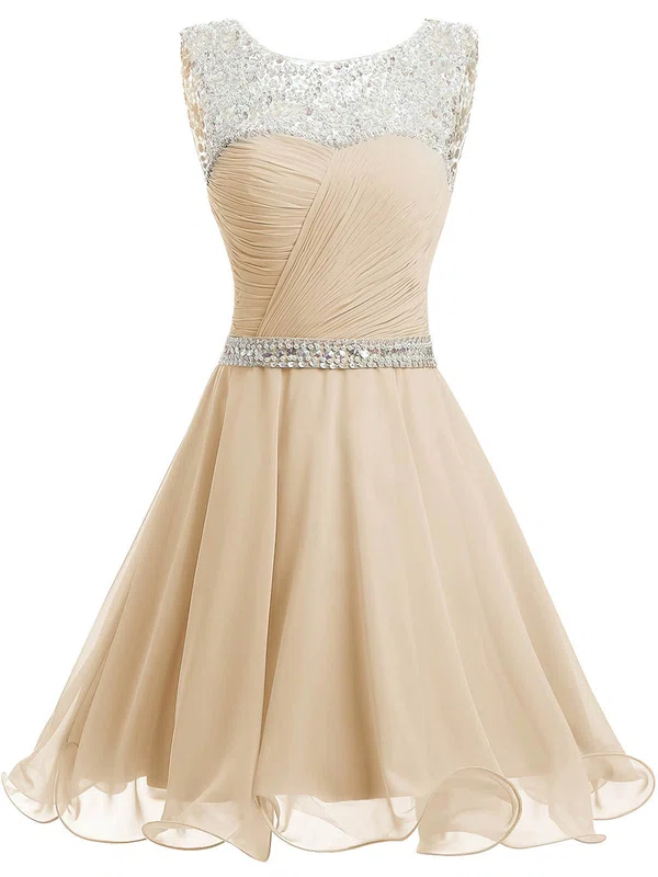Short/Mini A-line Scoop Neck Chiffon Beading Sweet Short Prom Dresses #Favs020102720
