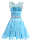 Short/Mini A-line Scoop Neck Chiffon Beading Sweet Short Prom Dresses #Favs020102720