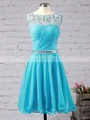 Short/Mini A-line Scoop Neck Chiffon Beading Sweet Short Prom Dresses #Favs020102720