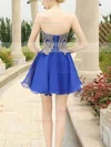 Girls A-line Sweetheart Chiffon Short/Mini Appliques Lace Royal Blue Short Prom Dresses #Favs020103460