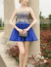Girls A-line Sweetheart Chiffon Short/Mini Appliques Lace Royal Blue Short Prom Dresses #Favs020103460