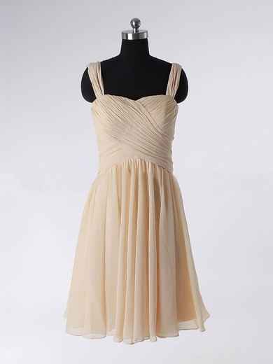 A-line Straps Chiffon Short/Mini Sleeveless Draped Prom Dresses #Favs02013594