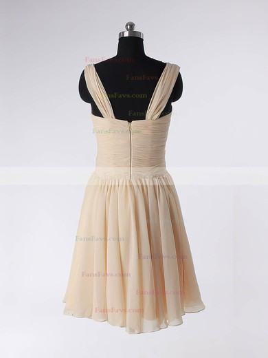 A-line Straps Chiffon Short/Mini Sleeveless Draped Short Prom Dresses #Favs02013594