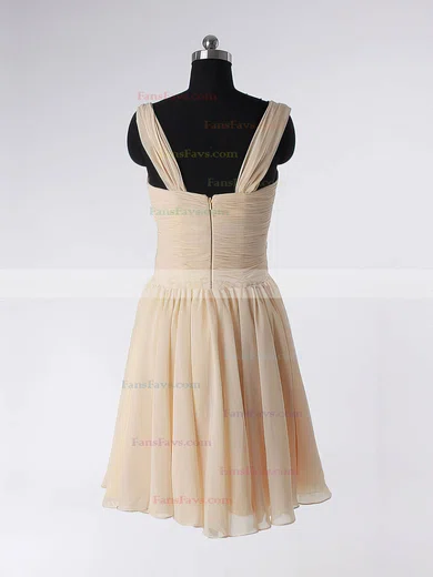 A-line Straps Chiffon Short/Mini Sleeveless Draped Short Prom Dresses #Favs02013594