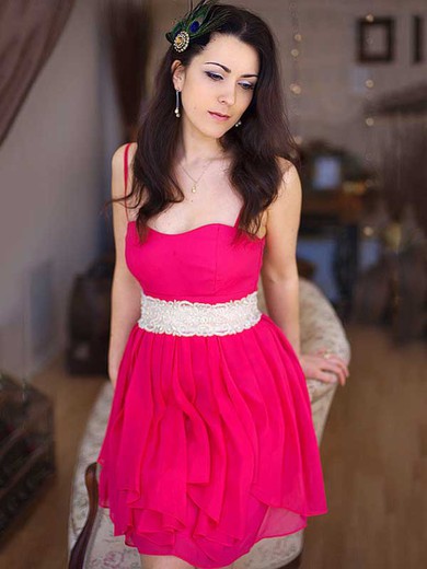 A-line Sweetheart Short/Mini Chiffon Prom Dresses with Ruffle Beading #Favs02018164
