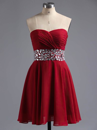 A-line Sweetheart Chiffon Short/Mini Crystal Detailing Homecoming Dresses #Favs02041948