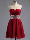 A-line Sweetheart Chiffon Short/Mini Crystal Detailing Short Prom Dresses #Favs02041948