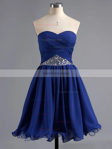 A-line Sweetheart Chiffon Short/Mini Crystal Detailing Short Prom Dresses #Favs02042295