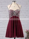 Empire Halter Chiffon Short/Mini Beading Short Prom Dresses #Favs02042381