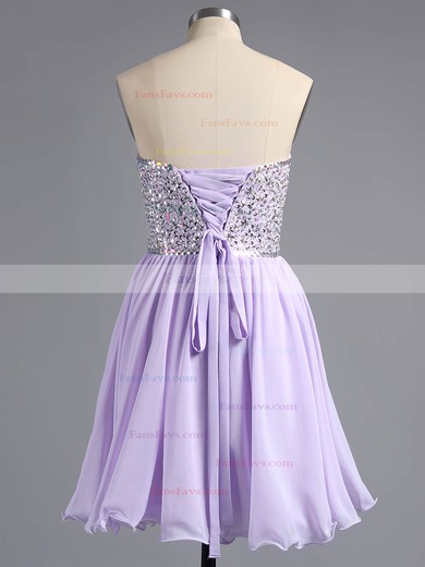 A-line Sweetheart Chiffon Short/Mini Beading Short Prom Dresses #Favs02042389