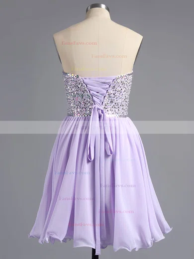 A-line Sweetheart Chiffon Short/Mini Beading Short Prom Dresses #Favs02042389