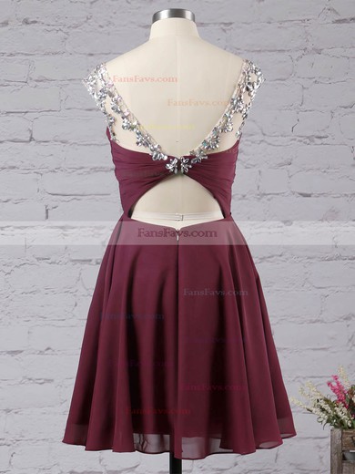 A-line Scoop Neck Chiffon Short/Mini Ruffles Short Prom Dresses #Favs02042461