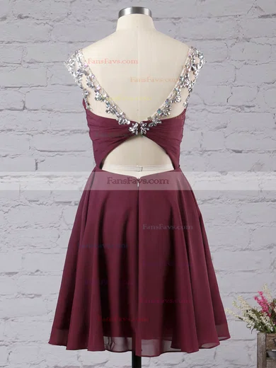 A-line Scoop Neck Chiffon Short/Mini Ruffles Short Prom Dresses #Favs02042461