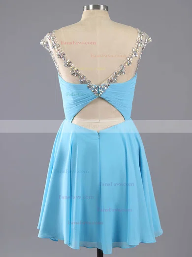A-line Scoop Neck Chiffon Short/Mini Ruffles Short Prom Dresses #Favs02042461