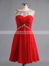 A-line Scoop Neck Chiffon Short/Mini Ruffles Short Prom Dresses #Favs02042461