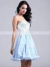A-line Sweetheart Chiffon Short/Mini Appliques Lace Short Prom Dresses #Favs02051689