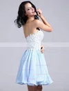 A-line Sweetheart Chiffon Short/Mini Appliques Lace Short Prom Dresses #Favs02051689