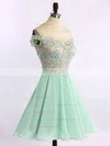 Off-the-shoulder Chiffon Tulle Appliques Lace Short/Mini Short Prom Dresses #Favs020102178