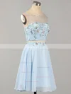 A-line Scoop Neck Chiffon Tulle Short/Mini Beading Short Prom Dresses #Favs02019183