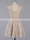 A-line Scoop Neck Lace Pearl Detailing Fabulous Short/Mini Short Prom Dresses #Favs020101436