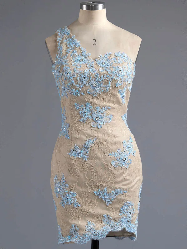 Sheath/Column One Shoulder Lace Short/Mini Appliques Lace Different Backless Short Prom Dresses #Favs020102346