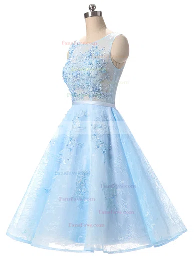 Girls A-line Scoop Neck Lace Appliques Lace Short/Mini Short Prom Dresses #Favs020102715