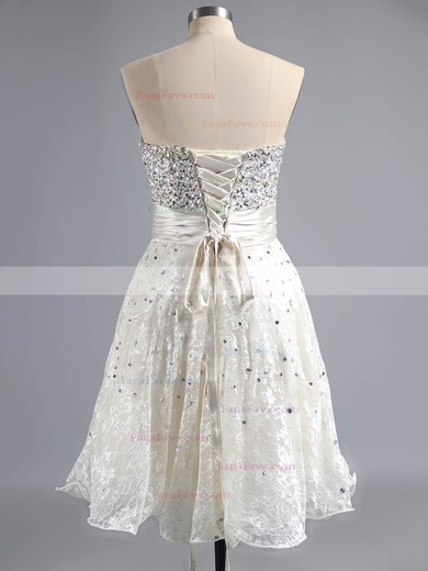 A-line Sweetheart Lace Short/Mini Beading Short Prom Dresses #Favs02016350