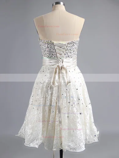 A-line Sweetheart Lace Short/Mini Beading Short Prom Dresses #Favs02016350