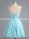 A-line Sweetheart Lace Short/Mini Beading Short Prom Dresses #Favs02042339