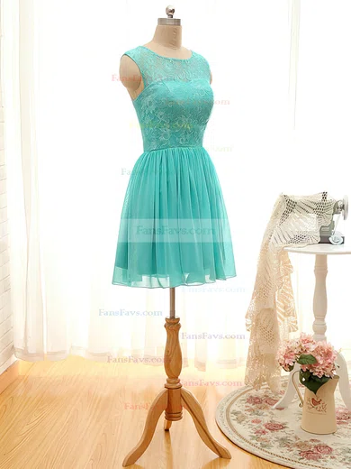 Scoop Neck Lace Chiffon Short/Mini Ruffles Juniors Short Prom Dresses #Favs020101796