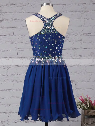 A-line V-neck Lace Chiffon Short/Mini Ruffles Short Prom Dresses #Favs02016363