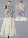 A-line V-neck Lace Chiffon Short/Mini Ruffles Homecoming Dresses #Favs02016363