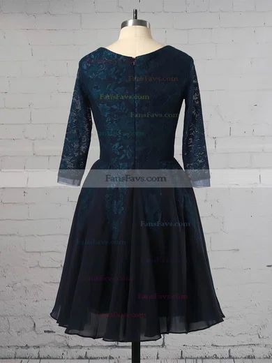 A-line Scoop Neck Lace Chiffon Tulle Short/Mini Appliques Lace Short Prom Dresses #Favs02018178